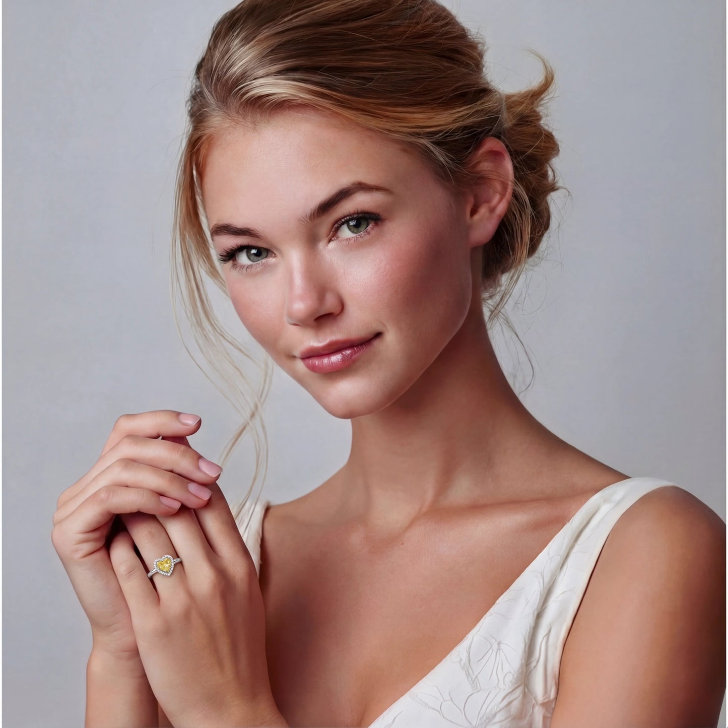 Golden Heart Halo Ring by ELLEAURE