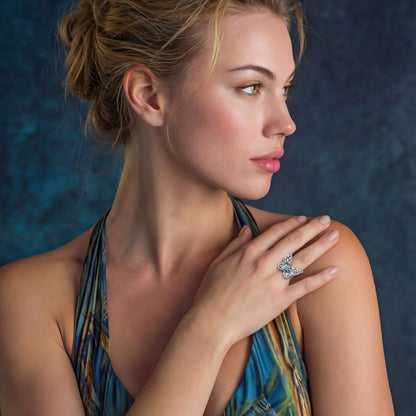 Blue Butterfly Moissanite Ring by ELLEAURE