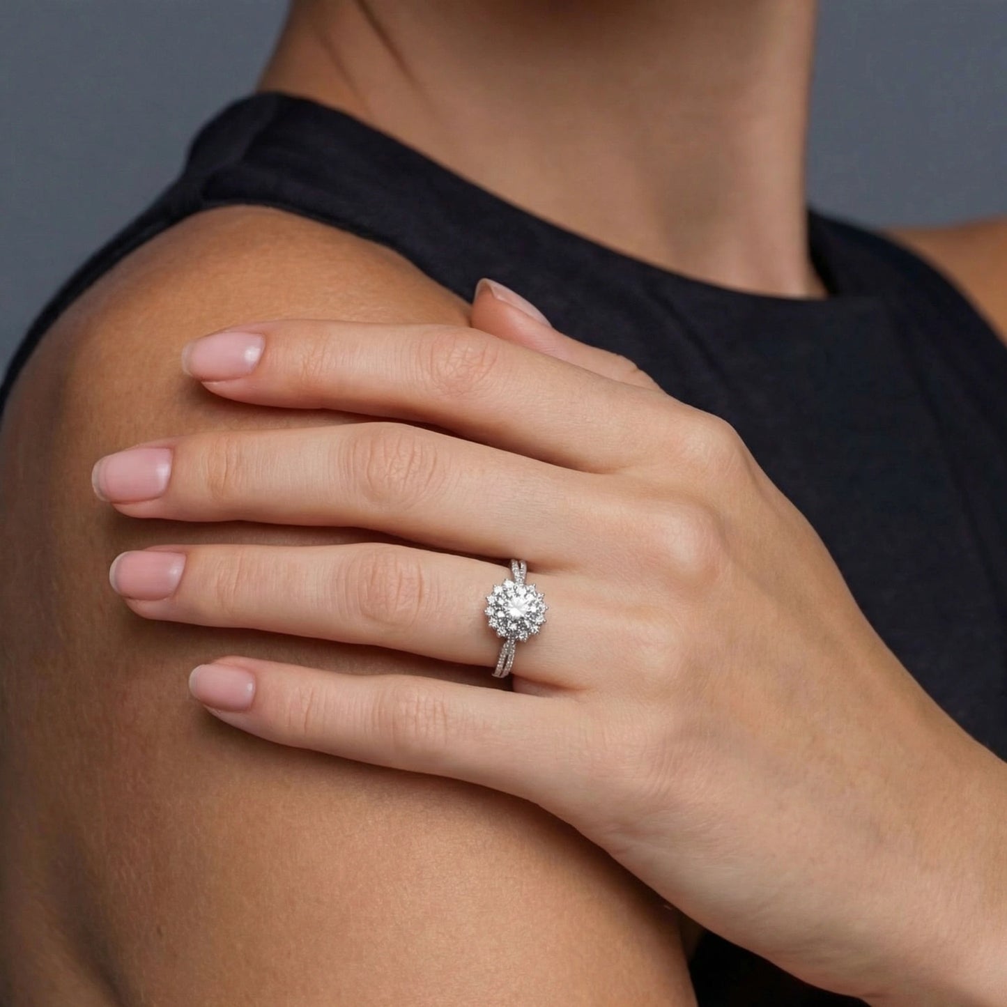 Stellar Halo Moissanite Ring by ELLEAURE