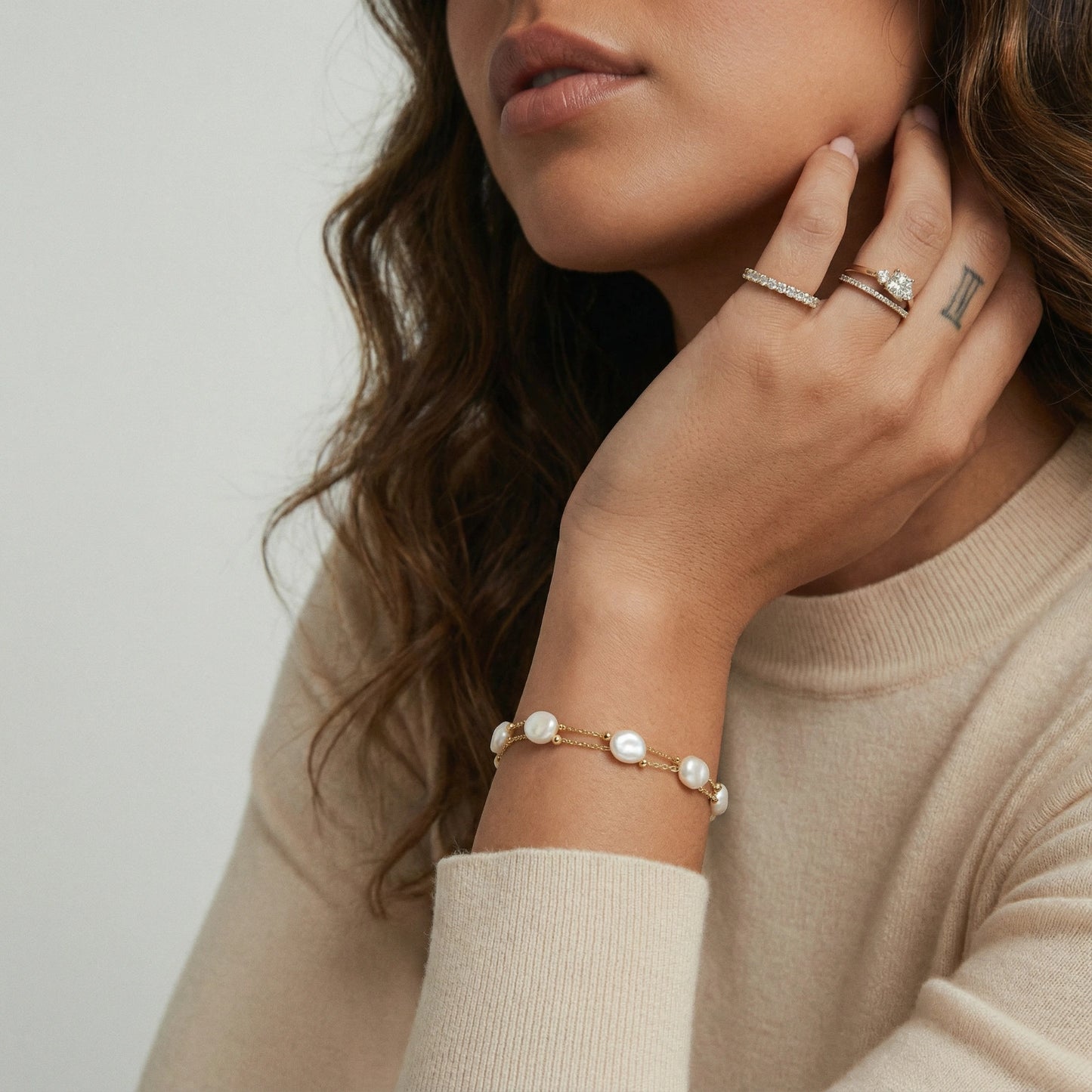 Baroque Pearl Layered Bracelet by ELLEAURE
