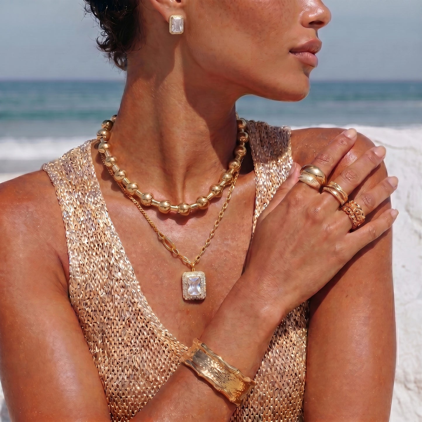 Emerald Cut Halo Set by ELLEAURE