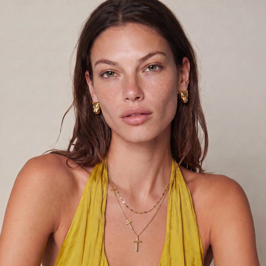 Divine Layers Cross Necklace Set by ELLEAURE
